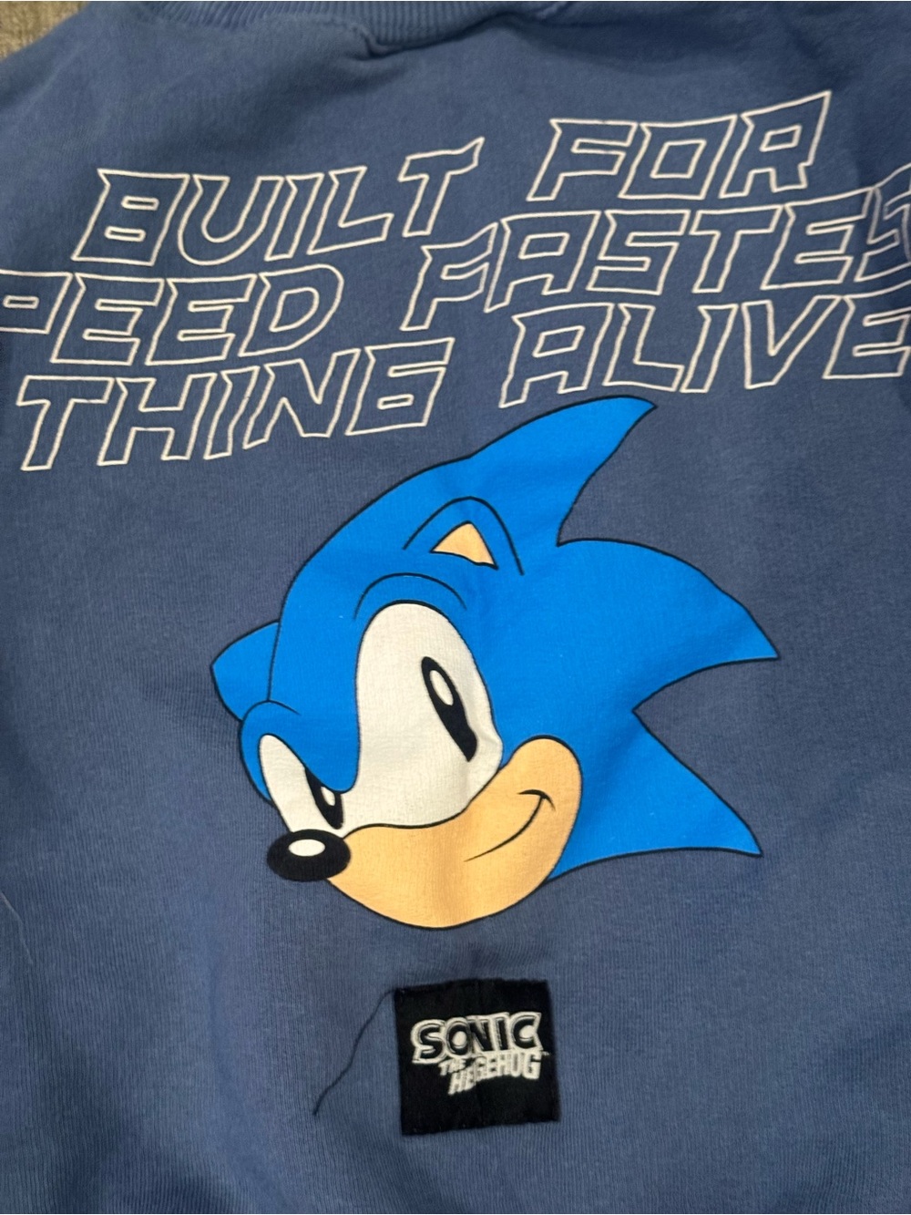 Zara Blue Graphic Kids Sweatshirt with Sonic Face